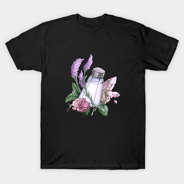 Salt, Rosemary, Lavender, and Rose Quartz - Practical Magic Illustration - Gift for Practical Witches T-Shirt by Mia Delilah